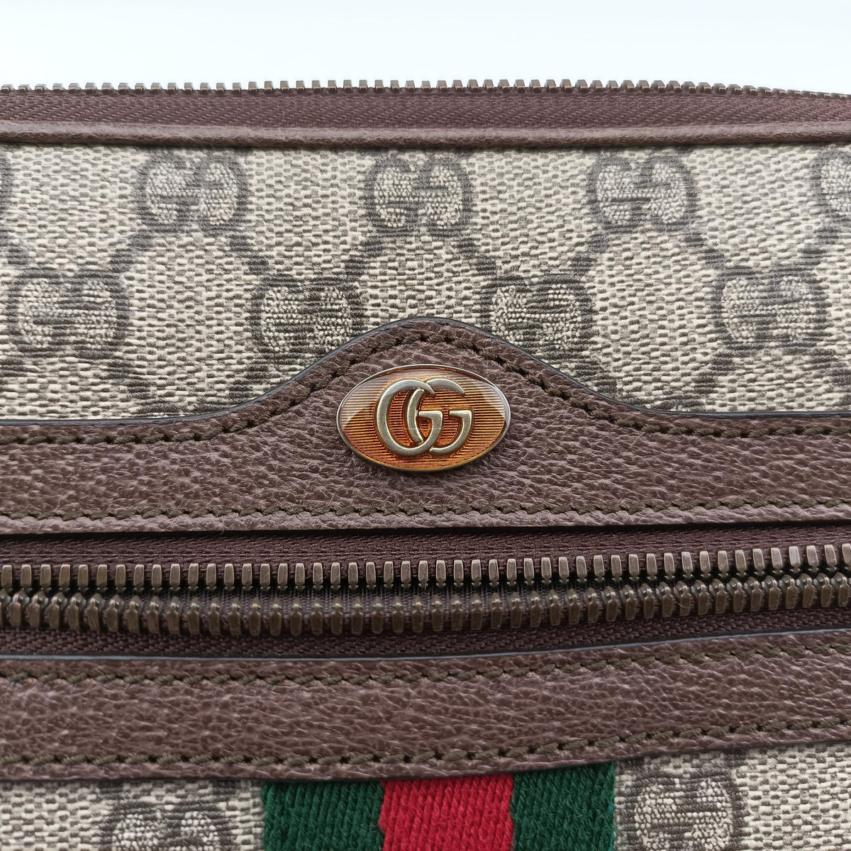 Pre-owned Gucci Ophidia Beige x Brown PVC coated canvas x Leather 575722 bum bag/waist bag | stylenewstar