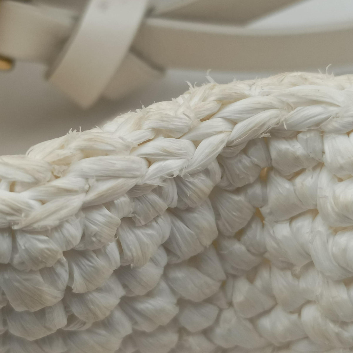 Pre-owned Miu Miu Wonder Crochet Hobo White Raffia×Leather 5BC125 handbag | stylenewstar