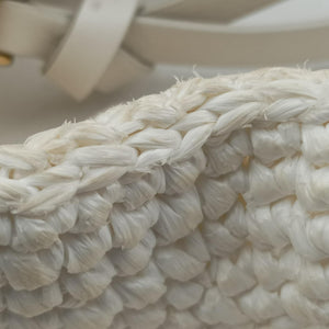 Pre-owned Miu Miu Wonder Crochet Hobo White Raffia×Leather 5BC125 handbag | stylenewstar