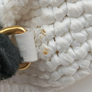 Pre-owned Miu Miu Wonder Crochet Hobo White Raffia×Leather 5BC125 handbag | stylenewstar