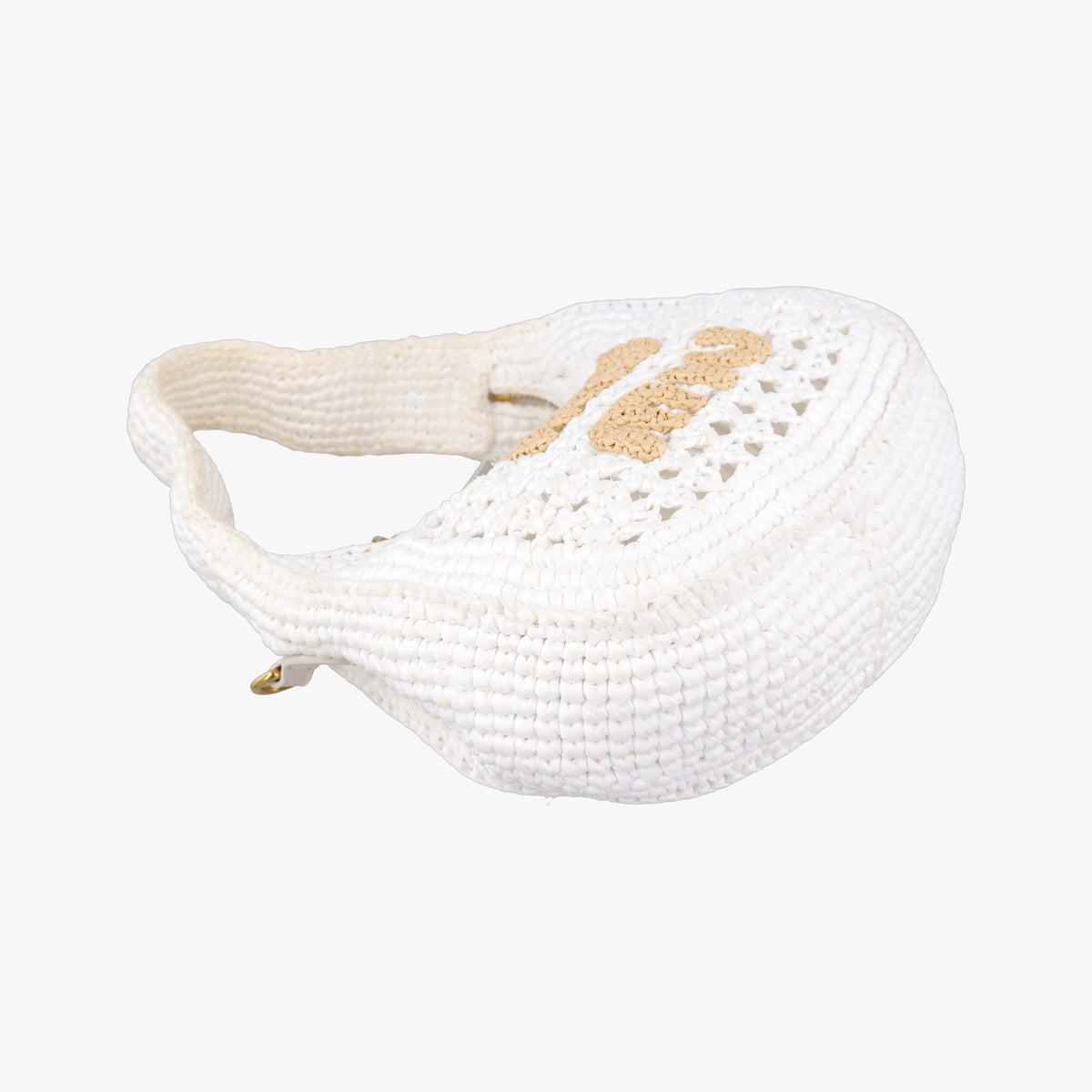 Pre-owned Miu Miu Wonder Crochet Hobo White Raffia×Leather 5BC125 handbag | stylenewstar