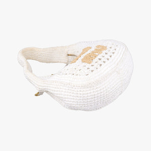 Pre-owned Miu Miu Wonder Crochet Hobo White Raffia×Leather 5BC125 handbag | stylenewstar
