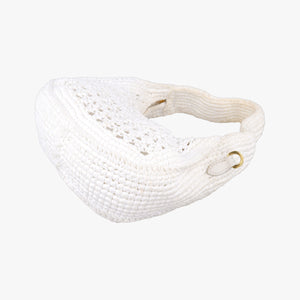 Pre-owned Miu Miu Wonder Crochet Hobo White Raffia×Leather 5BC125 handbag | stylenewstar