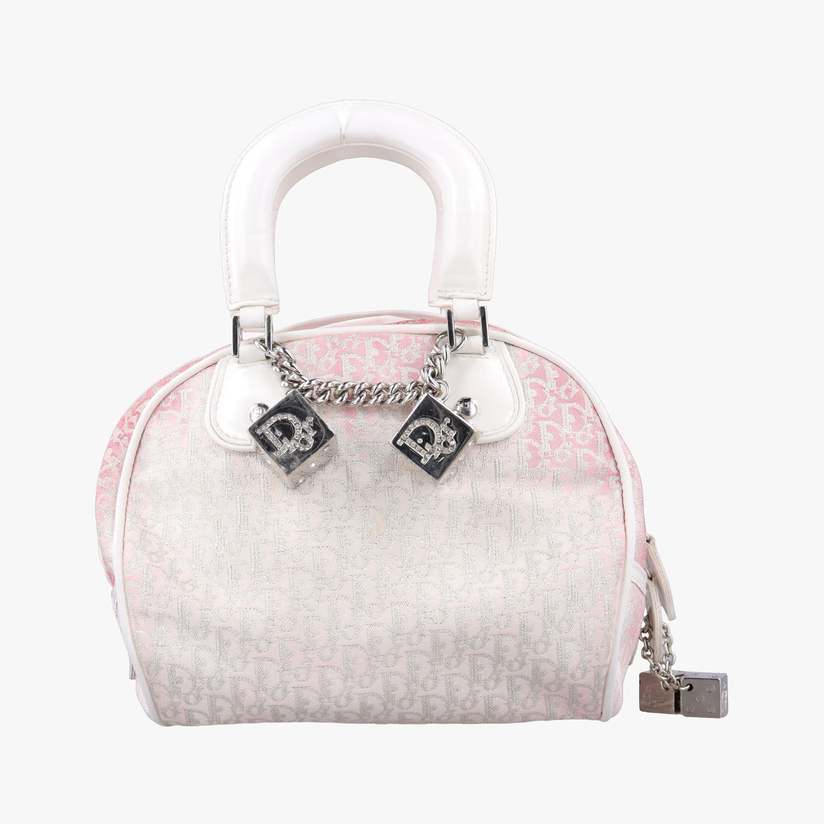 Pre-owned Christian Dior Gambler Dice Tortter White canvas  handbag | stylenewstar
