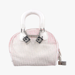 Pre-owned Christian Dior Gambler Dice Tortter White canvas  handbag | stylenewstar