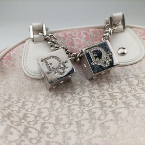 Pre-owned Christian Dior Gambler Dice Tortter White canvas  handbag | stylenewstar