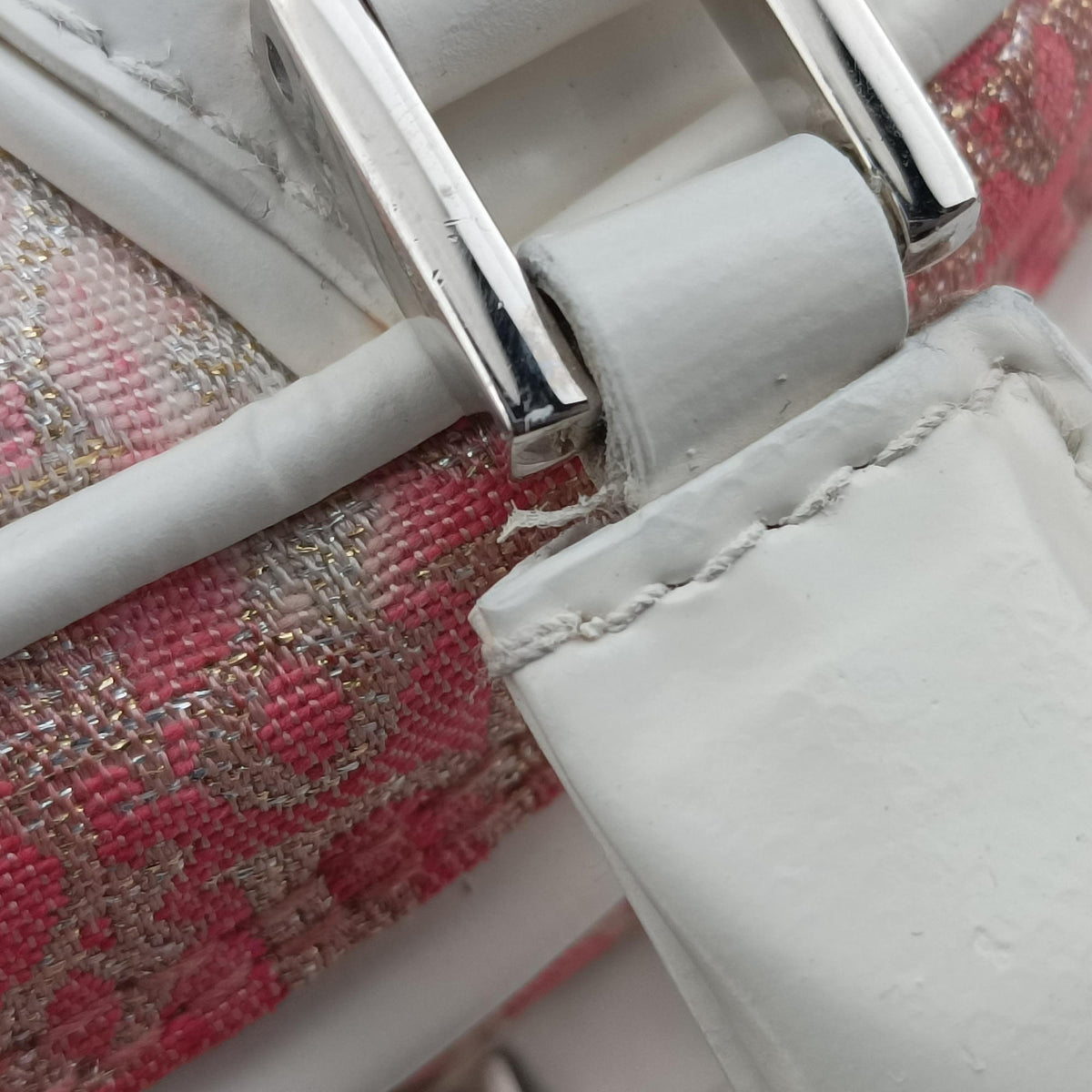 Pre-owned Christian Dior Gambler Dice Tortter White canvas  handbag | stylenewstar