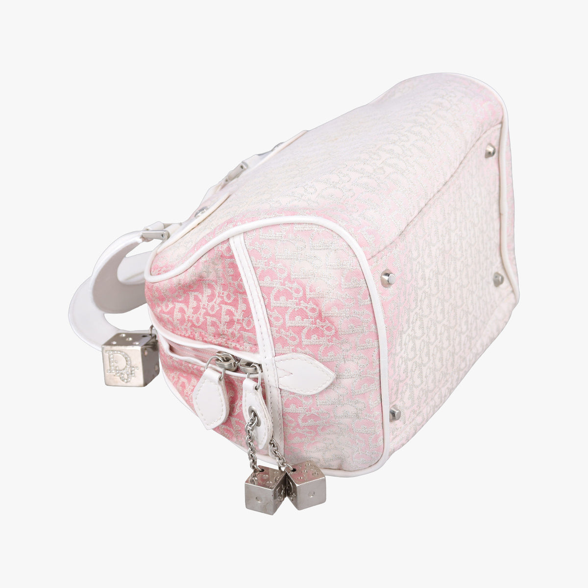Pre-owned Christian Dior Gambler Dice Tortter White canvas  handbag | stylenewstar