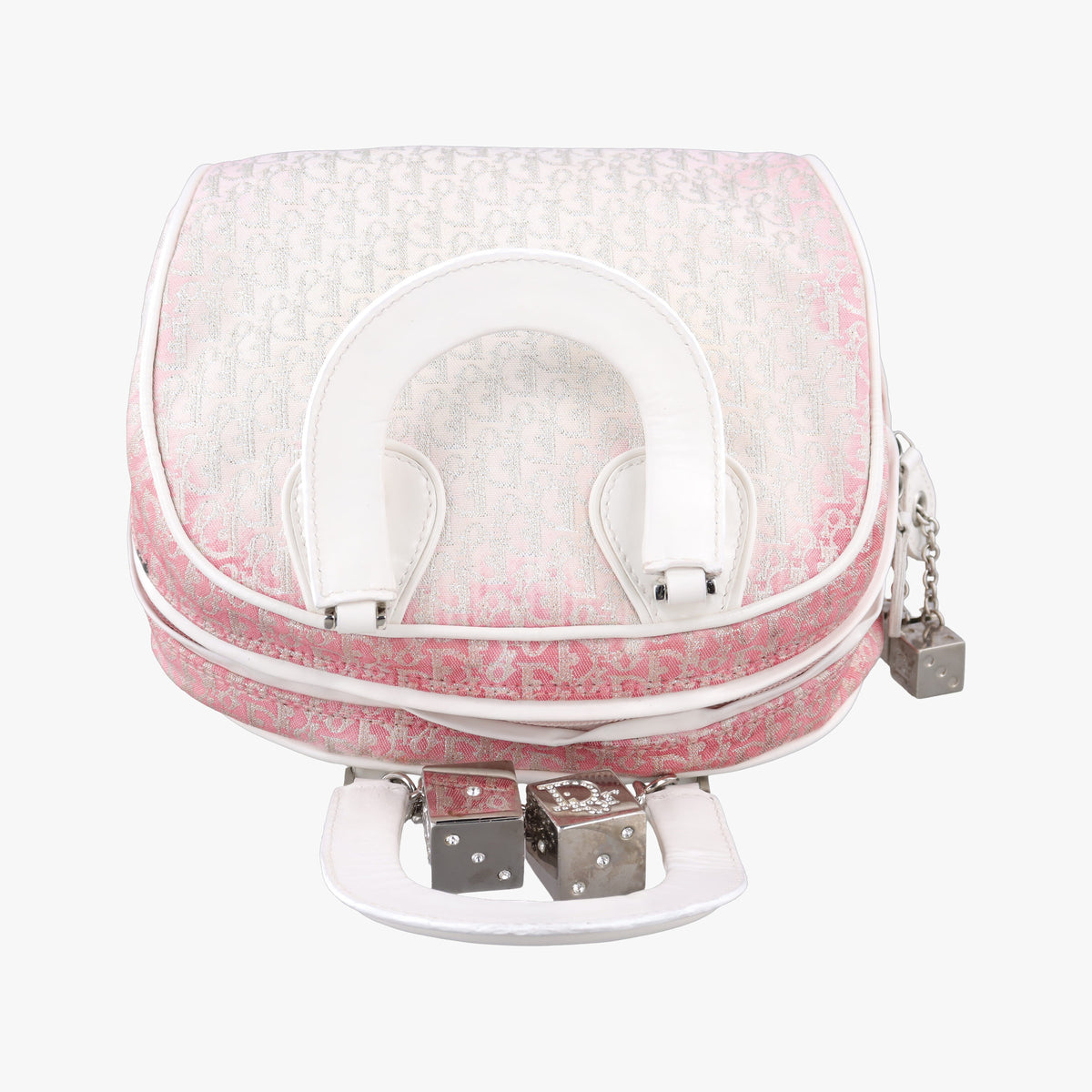 Pre-owned Christian Dior Gambler Dice Tortter White canvas  handbag | stylenewstar