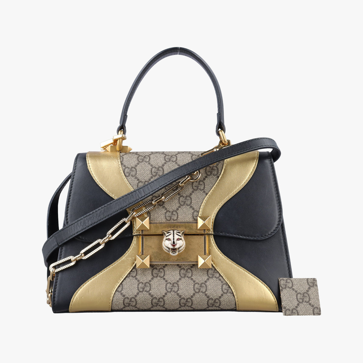 Pre-owned Gucci Osiride GG Supreme beige×Black×Golden PVC coated canvas×leather 497996 shoulderbag | stylenewstar
