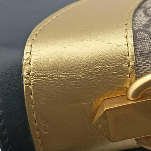 Pre-owned Gucci Osiride GG Supreme beige×Black×Golden PVC coated canvas×leather 497996 shoulderbag | stylenewstar