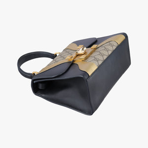 Pre-owned Gucci Osiride GG Supreme beige×Black×Golden PVC coated canvas×leather 497996 shoulderbag | stylenewstar