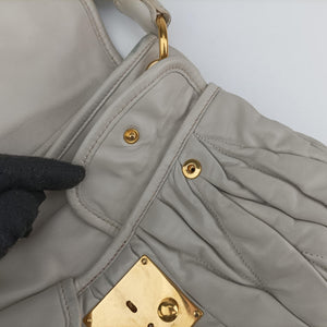 Pre-owned Miu Miu Coffer Matelasse Grey Leather  shoulderbag | stylenewstar