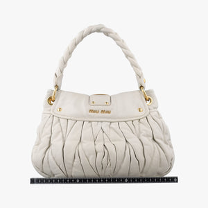 Pre-owned Miu Miu Coffer Matelasse Grey Leather  shoulderbag | stylenewstar