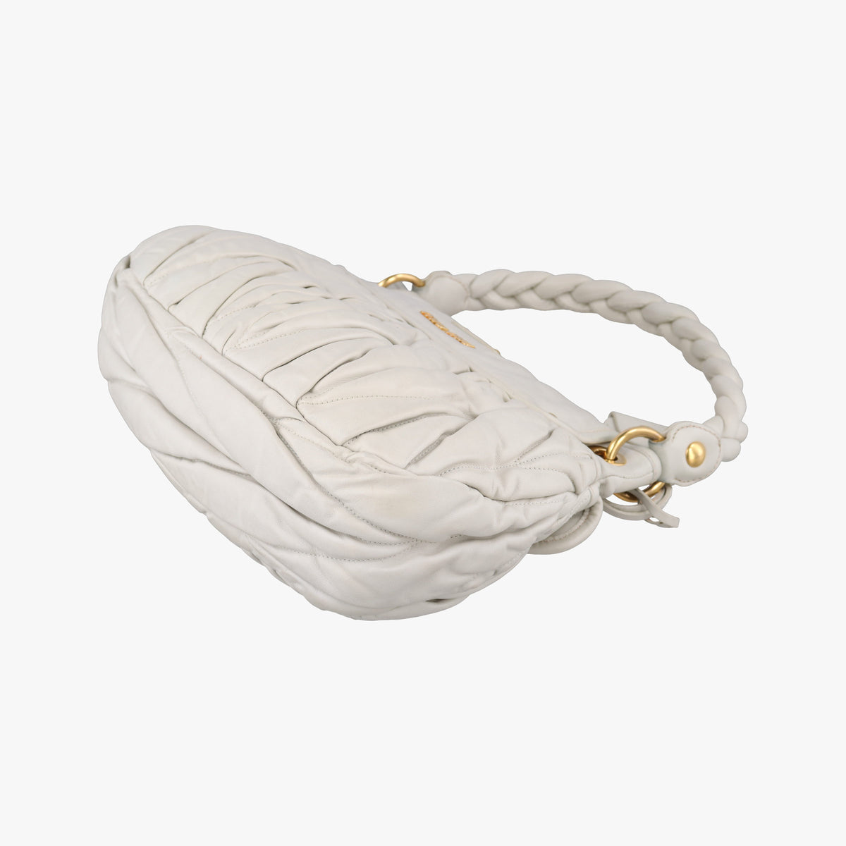 Pre-owned Miu Miu Coffer Matelasse Grey Leather  shoulderbag | stylenewstar