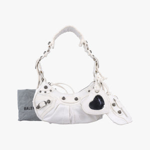 Pre-owned Balenciaga Le Cagole White Denim  shoulderbag | stylenewstar