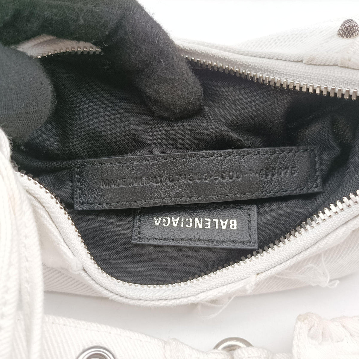 Pre-owned Balenciaga Le Cagole White Denim  shoulderbag | stylenewstar