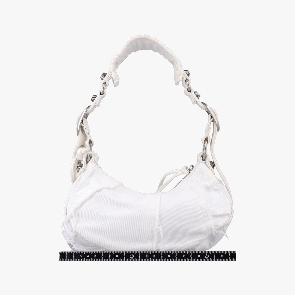 Pre-owned Balenciaga Le Cagole White Denim  shoulderbag | stylenewstar