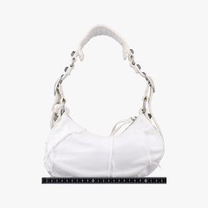 Pre-owned Balenciaga Le Cagole White Denim  shoulderbag | stylenewstar
