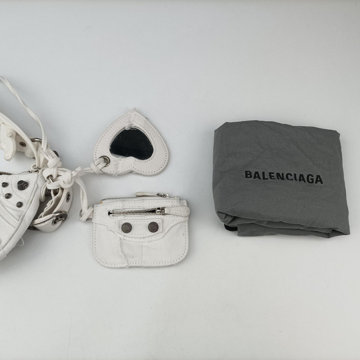 Pre-owned Balenciaga Le Cagole White Denim  shoulderbag | stylenewstar