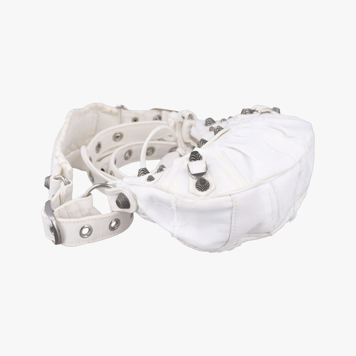 Pre-owned Balenciaga Le Cagole White Denim  shoulderbag | stylenewstar