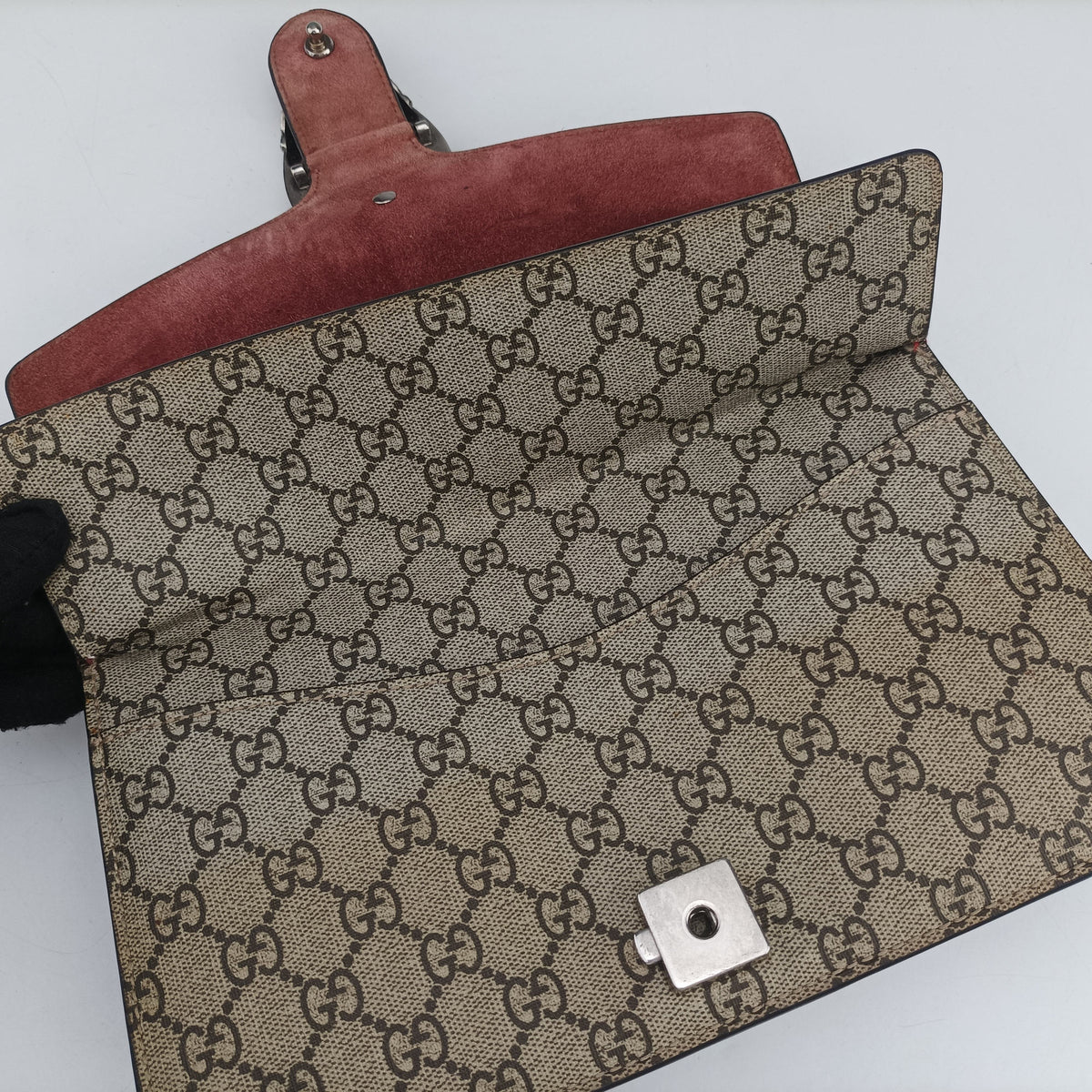 Pre-owned Gucci Dionysus beige×red×multi PVC coated canvas × suede 400249 shoulderbag | stylenewstar