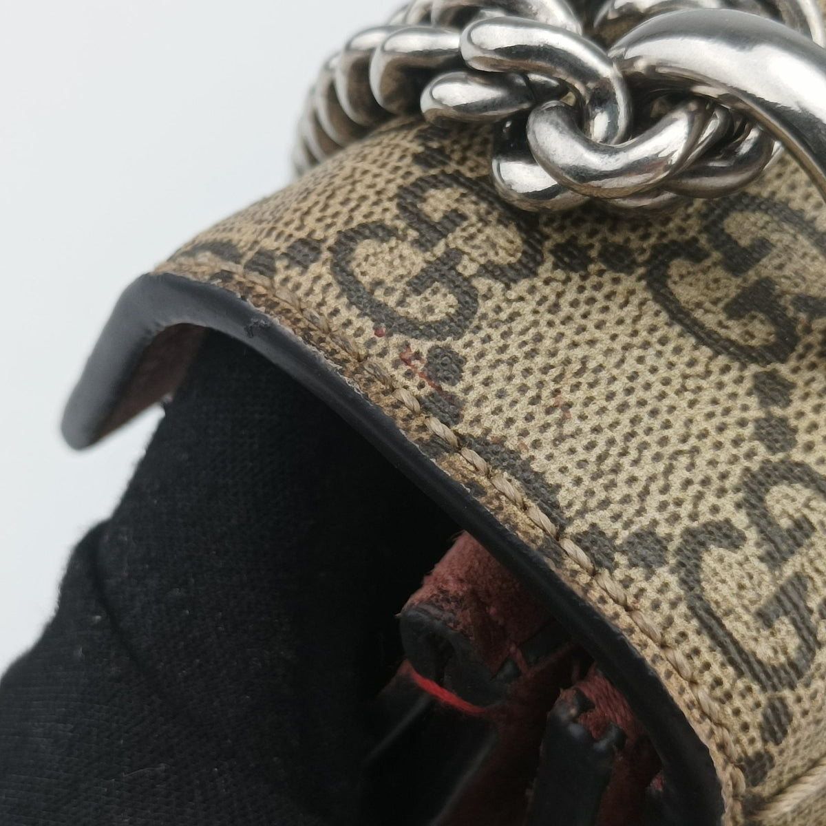 Pre-owned Gucci Dionysus beige×red×multi PVC coated canvas × suede 400249 shoulderbag | stylenewstar