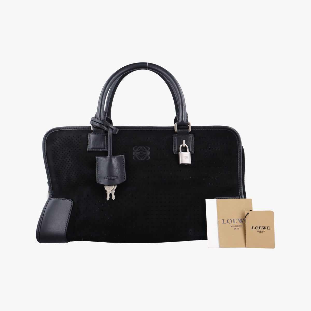 Secondhand Loewe Amazona Black Suede×leather  handbag | stylenewstar