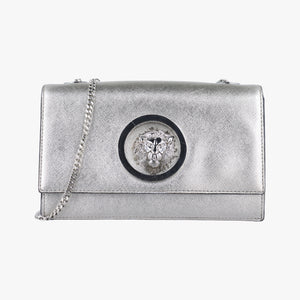 Pre-owned VERSUS Lion Head Silver Saffiano Leather  shoulderbag | stylenewstar