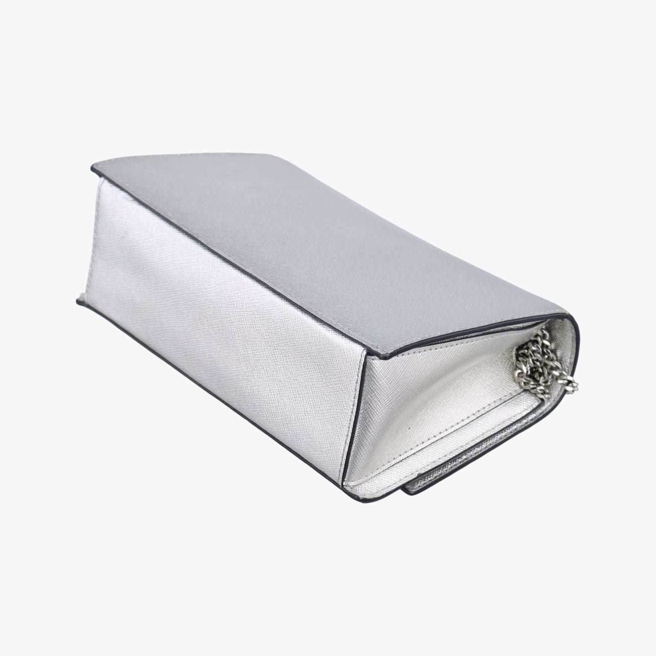 Pre-owned VERSUS Lion Head Silver Saffiano Leather  shoulderbag | stylenewstar