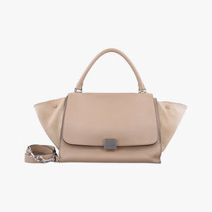 Pre-owned Celine Trapèze Beige Leather x suede  shoulderbag | stylenewstar