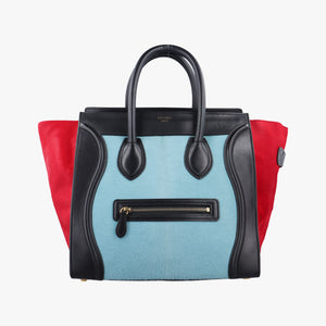 Luggage Mini Shopper Black x Blue x Red Leather x Ponyhair U-GA-0123