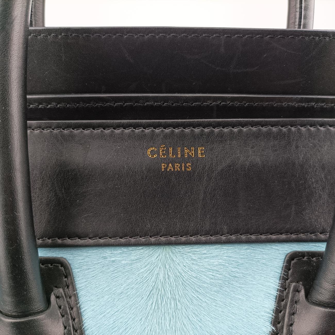 Luggage Mini Shopper Black x Blue x Red Leather x Ponyhair U-GA-0123