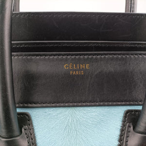 Luggage Mini Shopper Black x Blue x Red Leather x Ponyhair U-GA-0123