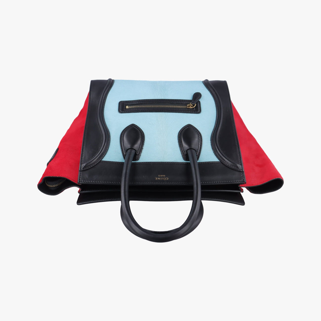 Luggage Mini Shopper Black x Blue x Red Leather x Ponyhair U-GA-0123