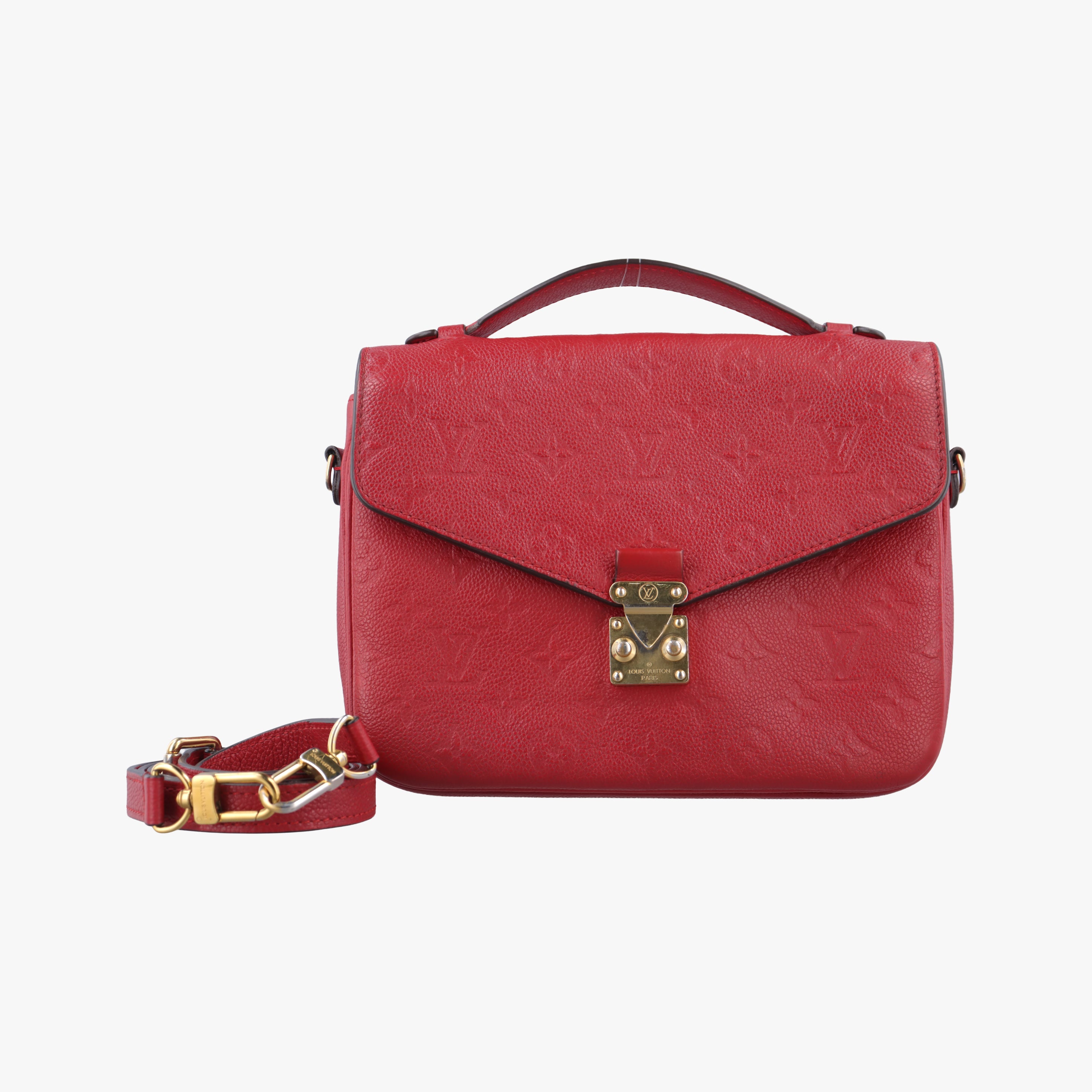 Pre-owned Louis Vuitton Pochette MéTIS MM Scarlet Red Monogram Empreinte M44155 shoulderbag | stylenewstar