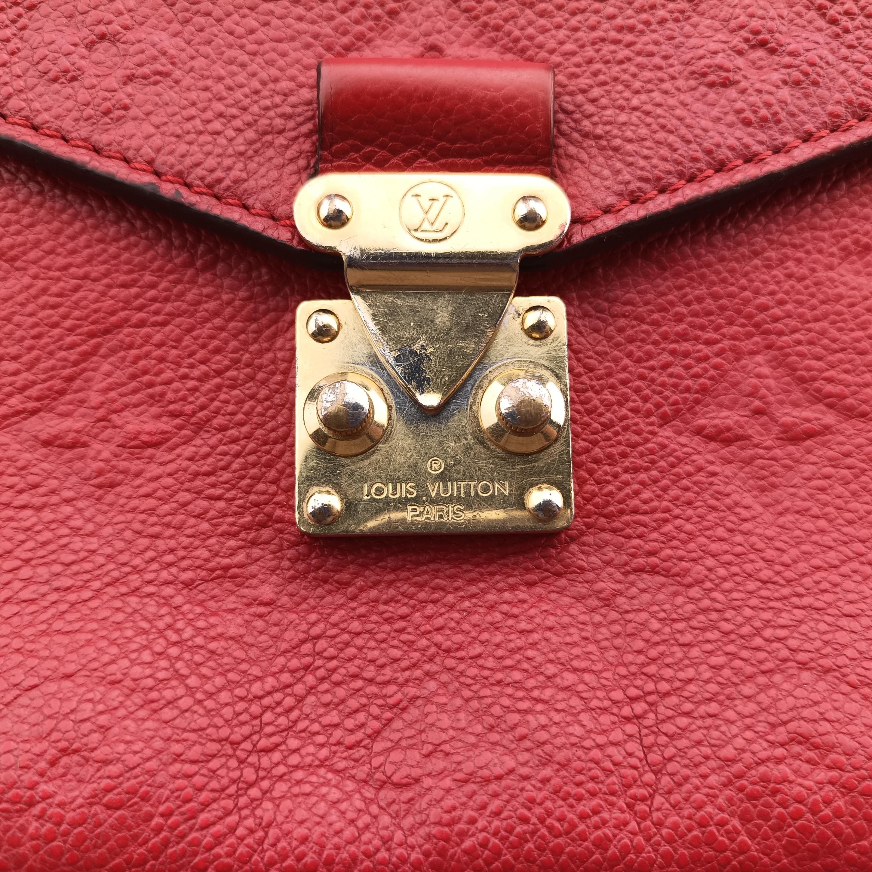 Pre-owned Louis Vuitton Pochette MéTIS MM Scarlet Red Monogram Empreinte M44155 shoulderbag | stylenewstar