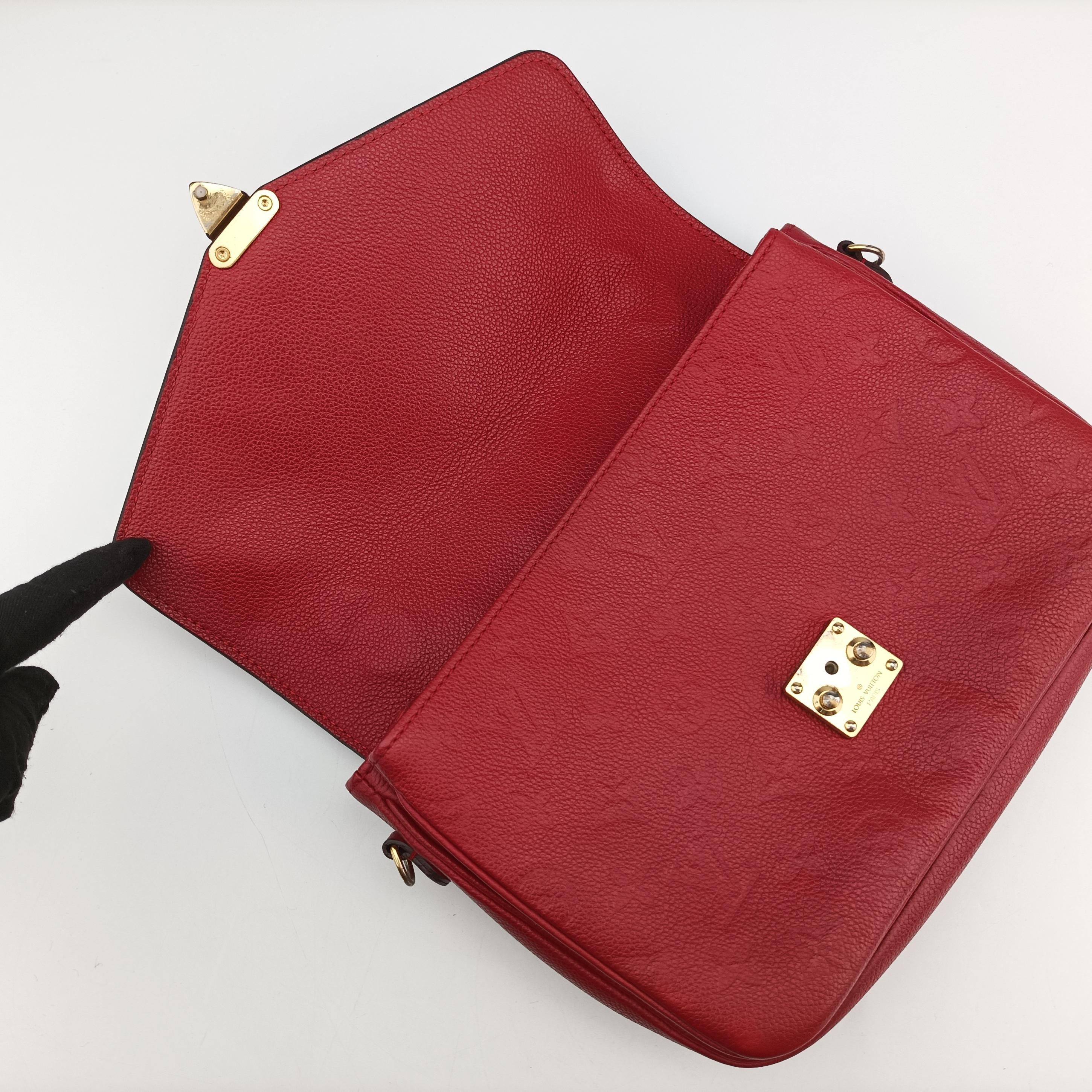 Pre-owned Louis Vuitton Pochette MéTIS MM Scarlet Red Monogram Empreinte M44155 shoulderbag | stylenewstar