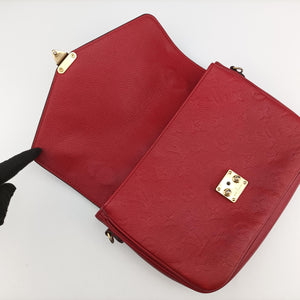 Pre-owned Louis Vuitton Pochette MéTIS MM Scarlet Red Monogram Empreinte M44155 shoulderbag | stylenewstar