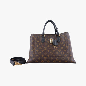 Pre-owned Louis Vuitton Flower Tote Brown Monogram canvas x calf leather M43550 shoulderbag | stylenewstar