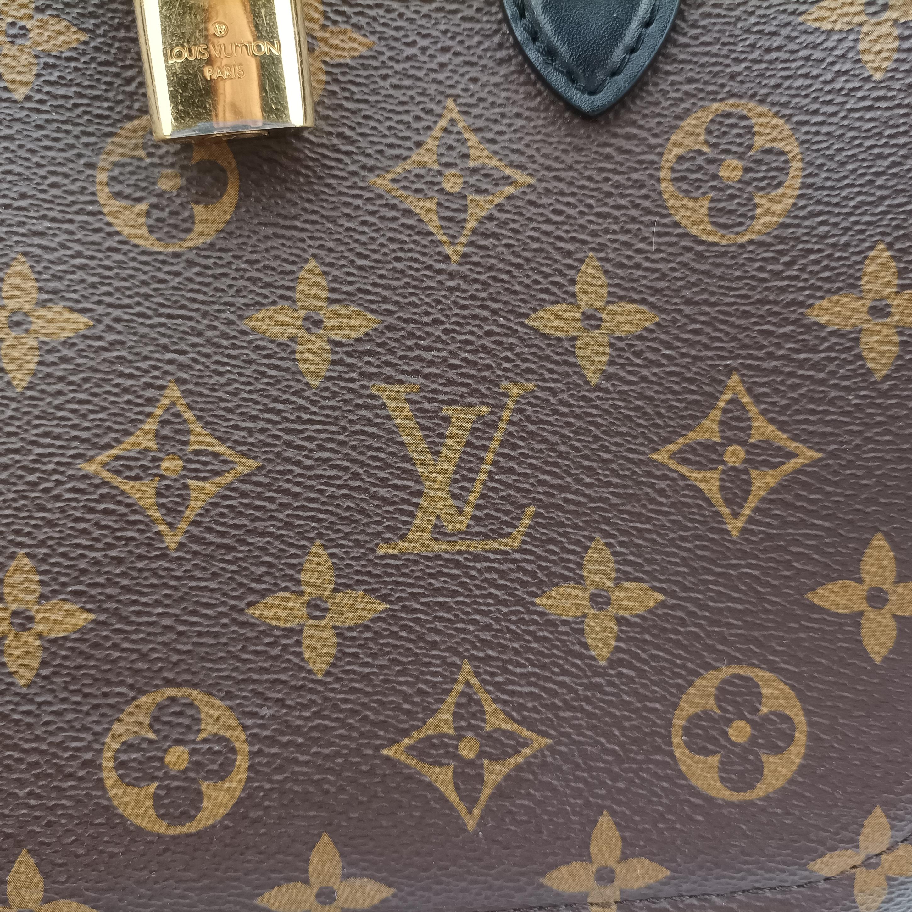 Pre-owned Louis Vuitton Flower Tote Brown Monogram canvas x calf leather M43550 shoulderbag | stylenewstar