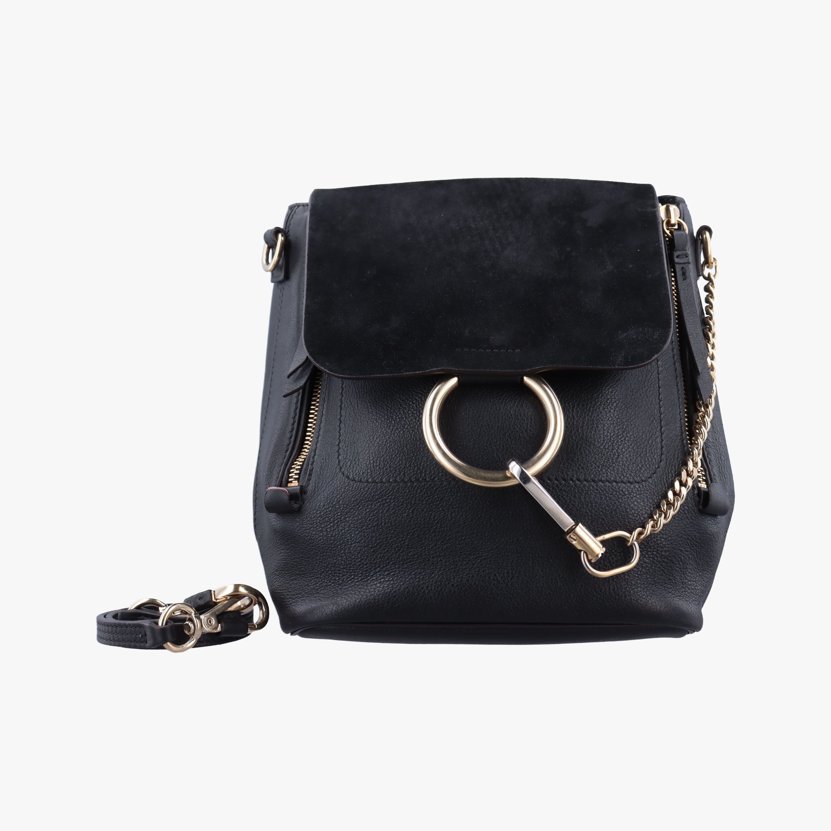 Pre-owned Chloe FAYE Black Leather × suede  backpack/rucksack | stylenewstar