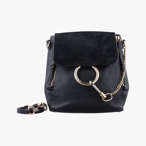Pre-owned Chloe FAYE Black Leather × suede  backpack/rucksack | stylenewstar