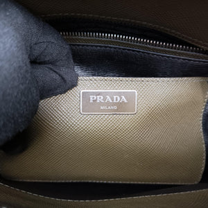 Pre-owned Prada Double Cuir Green SAFFIANO Leather BN2761 handbag | stylenewstar
