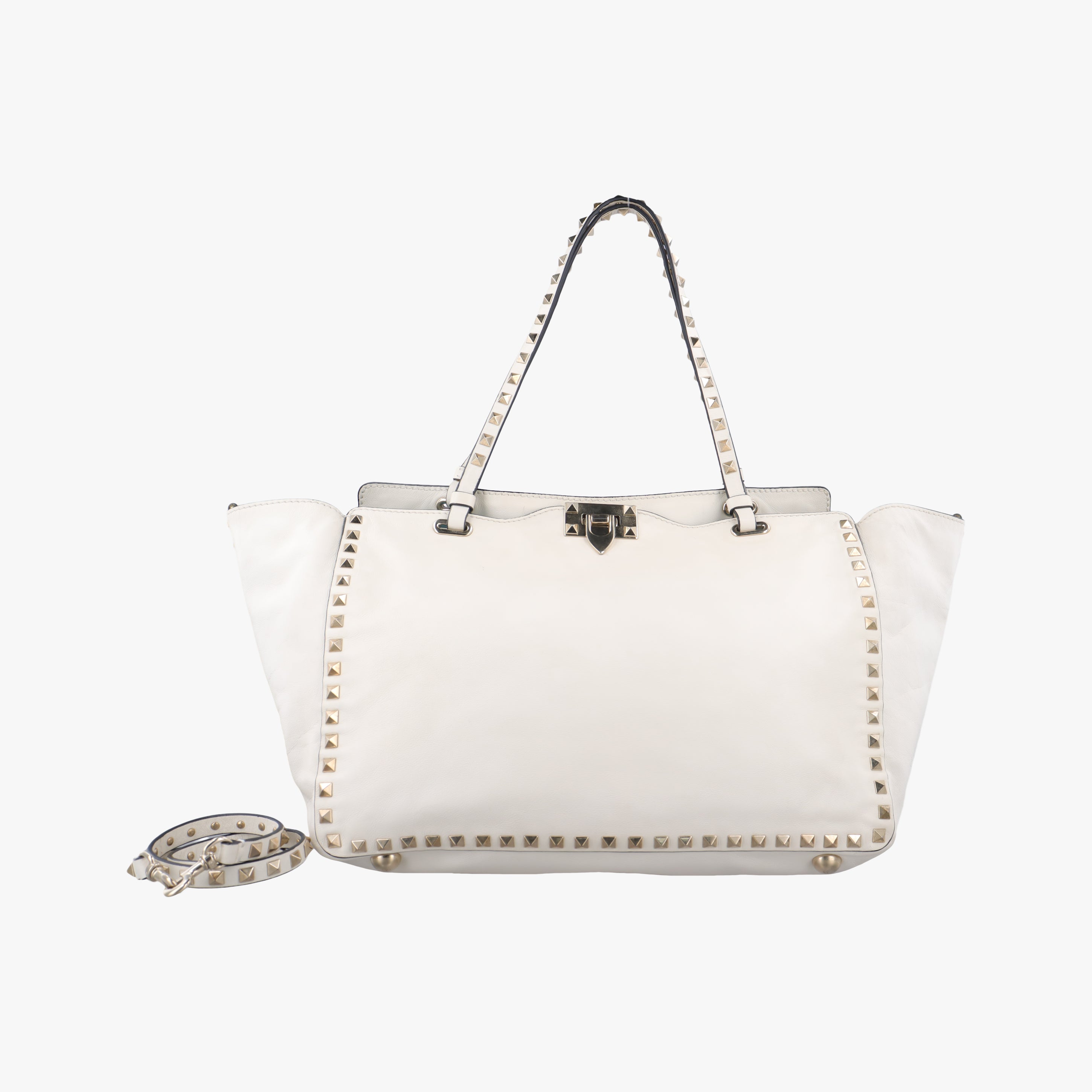 Pre-owned Valentino Rockstuds White Leather  shoulderbag | stylenewstar