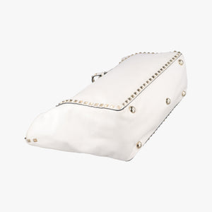 Pre-owned Valentino Rockstuds White Leather  shoulderbag | stylenewstar