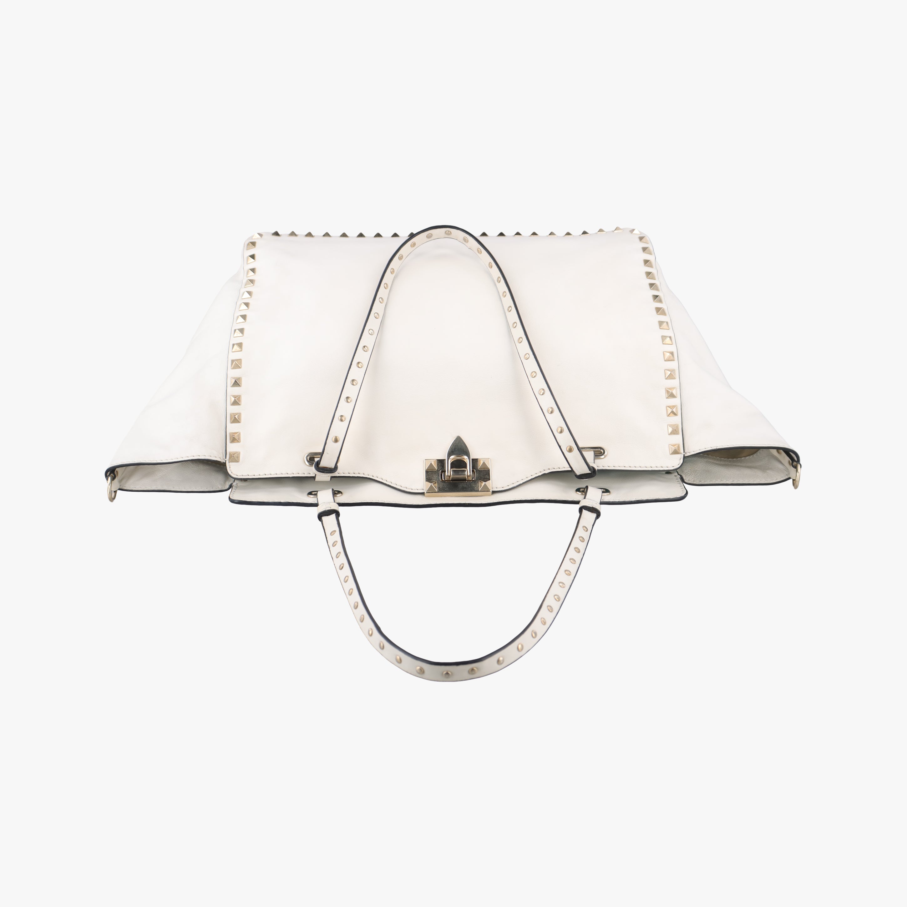 Pre-owned Valentino Rockstuds White Leather  shoulderbag | stylenewstar