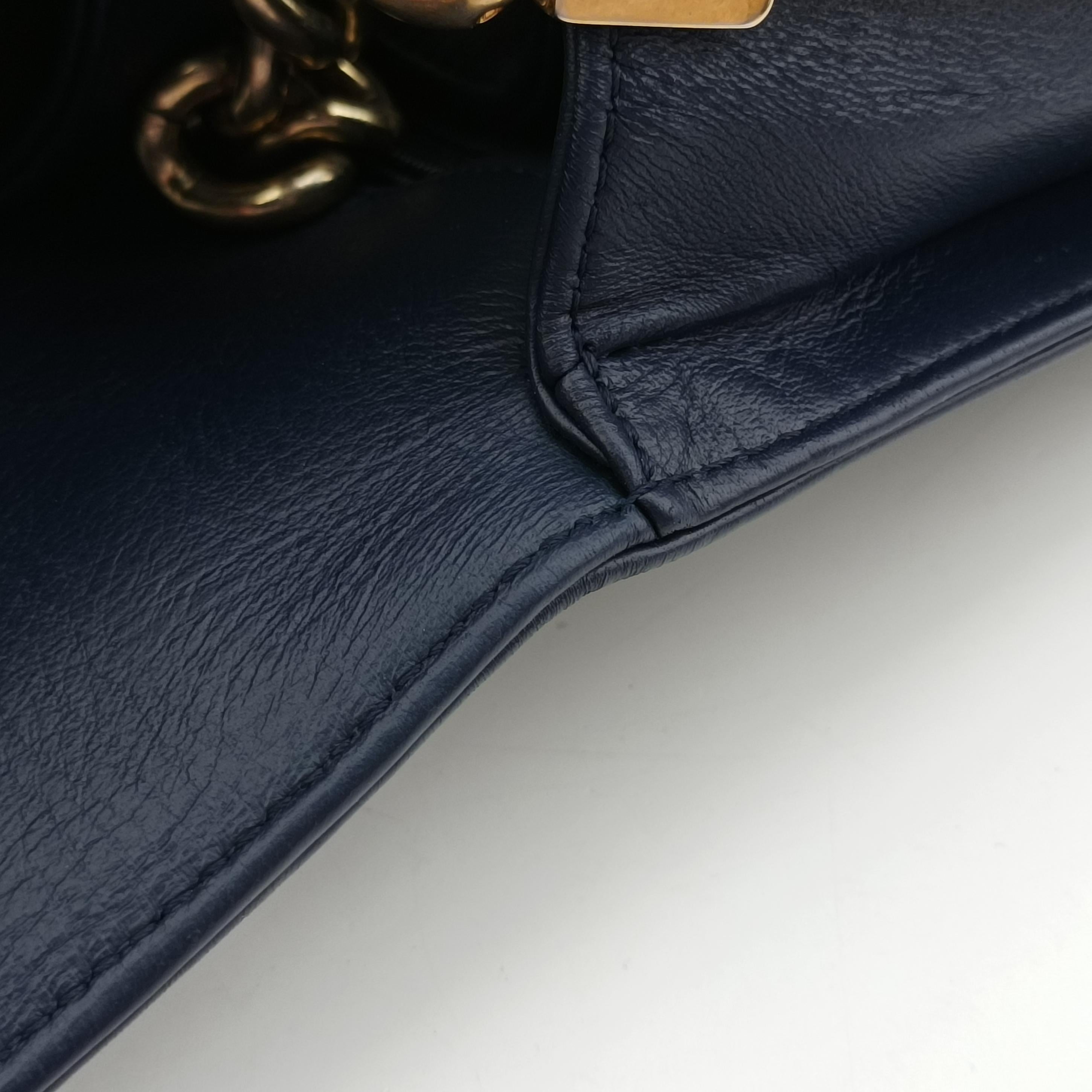 Vintage Chanel BOY CHANEL Navy Leather A90183 shoulderbag | stylenewstar