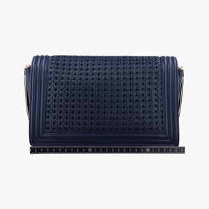 Vintage Chanel BOY CHANEL Navy Leather A90183 shoulderbag | stylenewstar