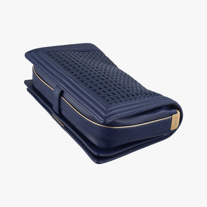 Vintage Chanel BOY CHANEL Navy Leather A90183 shoulderbag | stylenewstar